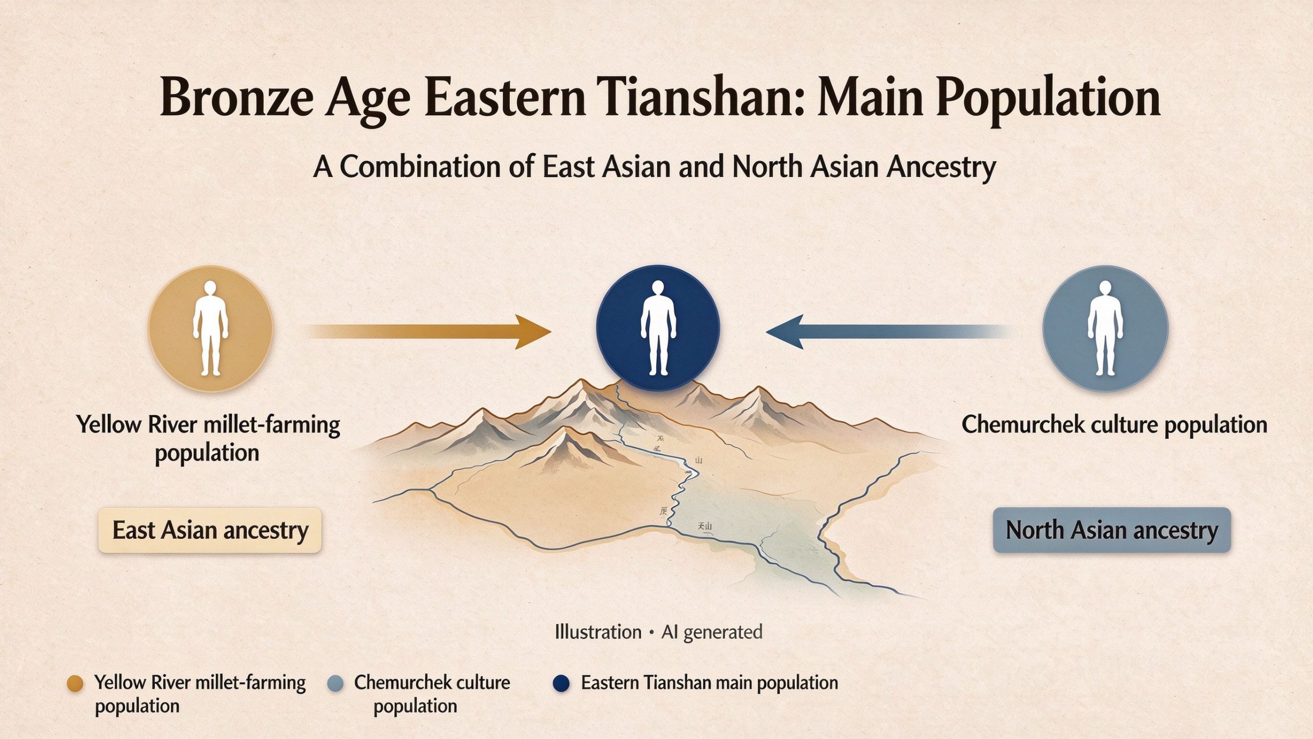Bronze Age Eastern Tianshan main population composition (AI-generated illustration)