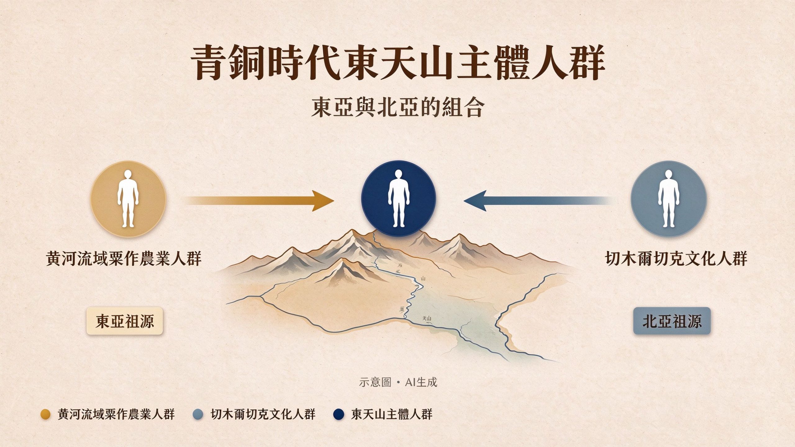 青铜时代东天山主体人群构成示意图(AI 生成示意配图)
