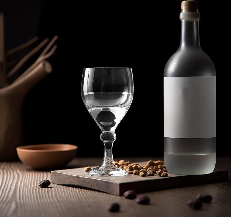 中国传统白酒与酒杯静物